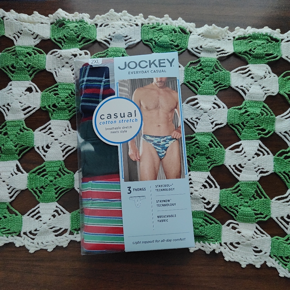 Jockey Men's Casual Cotton Stretch Thongs - 2XL Three Pack